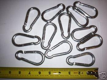 12 SNAP HOOK CARABINERS 5/16 500lb STRENGTH 489-2