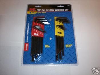 22pc MICHIGAN INDUSTRIAL LONG ARM ALLEN HEX KEY SET