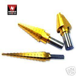 3pc TITANIUM STEP BIT UNI SET NEIKO TOOLS USA HSS