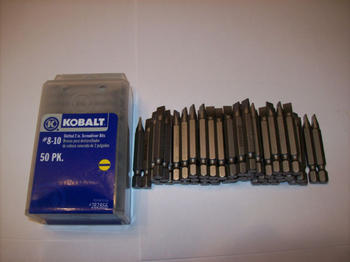 100 KOBALT 2 SCREWDRIVER DRILL BITS #8-10 SLOTTED