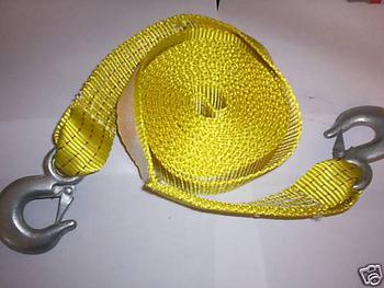 2x20ft POLYESTER TOW STRAP 10000LB SPRING-LOADED HOOKS