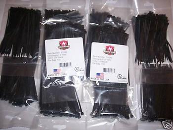 1000 BLACK 4 NYLON WIRE CABLE ZIP TIES MADE IN USA