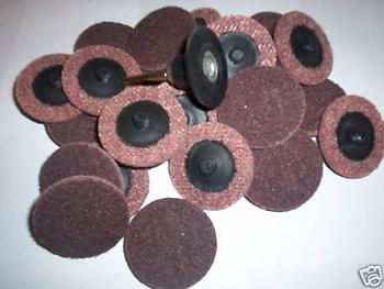 25 2 ROLOC TYPE R SCOTCH BRITE DISCS MEDIUM w/MANDREL