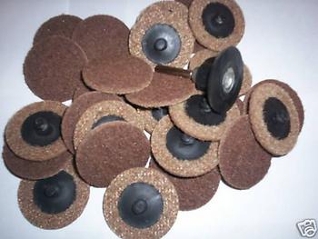 25 2 ROLOC TYPE R SCOTCH BRITE DISCS COARSE w/MANDREL