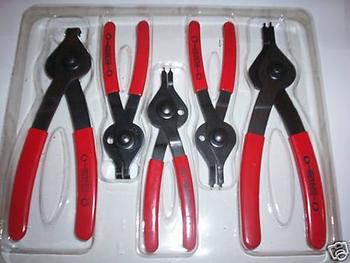 5pc SNAP RING PLIER SET USE ON INTERNAL EXTERNAL RINGS