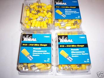 200 IDEAL FEMALE DISCONNECT WIRE CONNECTORS YELLOW