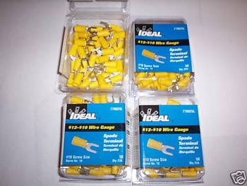 200 IDEAL #10 SPADE TERMINAL WIRE CONNECTORS YELLOW