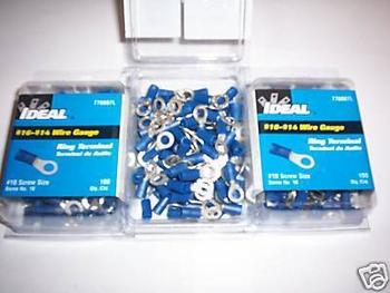 300 IDEAL #10 RING TERMINAL WIRE CONNECTORS VINYL BLUE