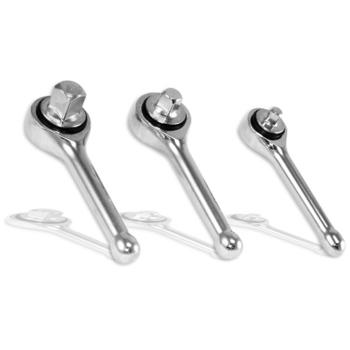 3pc PROFESSIONAL STUBBY GEAR RATCHET SET 1/4 3/8 1/2