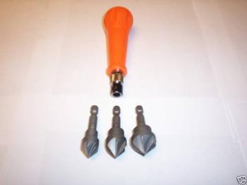 3pc 6 FLUTE COUNTERSINK BIT SET RAPID LOAD HEX SHANK