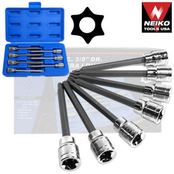 7pc 3/8 EXTRA LONG TAMPER PROOF TORX BIT SOCKET SET