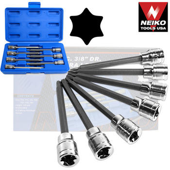 7pc 3/8 DRIVE EXTRA LONG TORX BIT SOCKET SET NEIKO