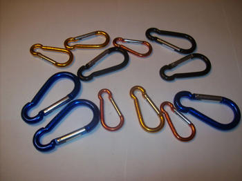 12 ASSORTED ALUMINUM CARABINER SNAP HOOK LINK KEYCHAINS