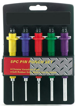 5pc PIN PUNCH SET RUBBER GRIP COLOR CODED ST1025PP