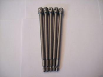 5pcs 6 SQUARE POWER EXTENSION BARS BITS HEX SHANK 3/8