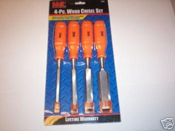 4pc MICHIGAN INDUSTRIAL WOOD CHISEL SET HI-VIZ HANDLES