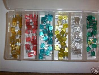 120pc MINI CAR BLADE FUSE BOX FUSES ASSORTMENT