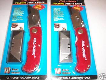 2 ALUMINUM LOCK BACK UTILITY KNIVES W/BELT CLIP 20 BLADES