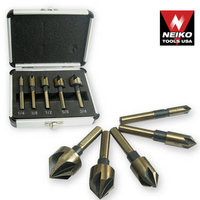 5pc COUNTERSINK BITS BLACK & GOLD COBALT 5 FLUTE M2 HSS