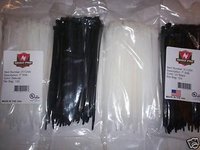 400 BLACK & WHITE 7 NYLON WIRE CABLE ZIP TIES USA MADE