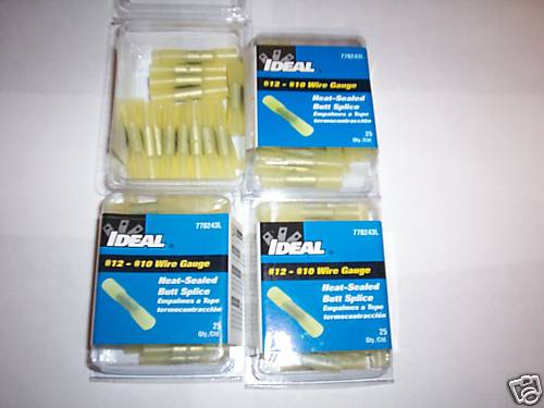 100 IDEAL HEAT SHRINK BUTT SPLICE WIRE CONNECTORS 10-12